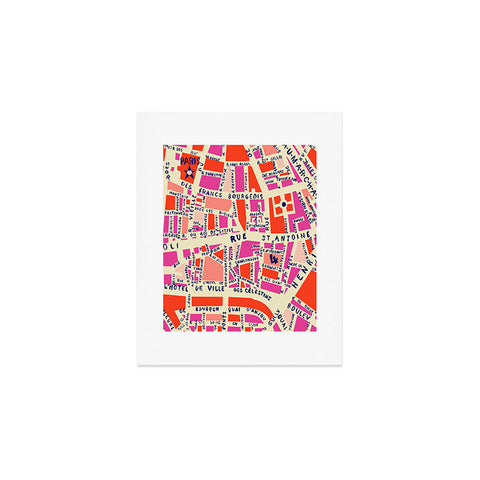Holli Zollinger Paris Map Pink Art Print