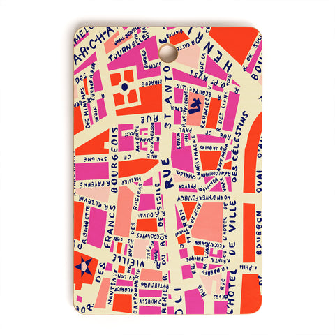 Holli Zollinger Paris Map Pink Cutting Board Rectangle
