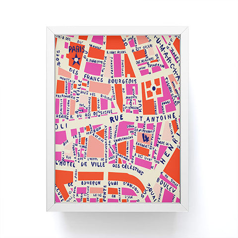 Holli Zollinger Paris Map Pink Framed Mini Art Print