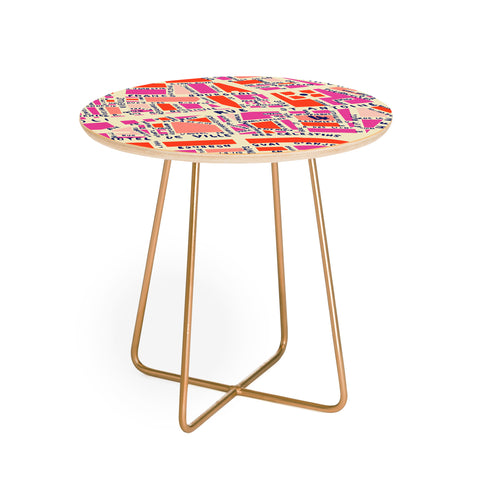 Holli Zollinger Paris Map Pink Round Side Table