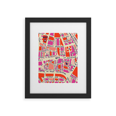 Holli Zollinger Paris Map Pink Framed Art Print