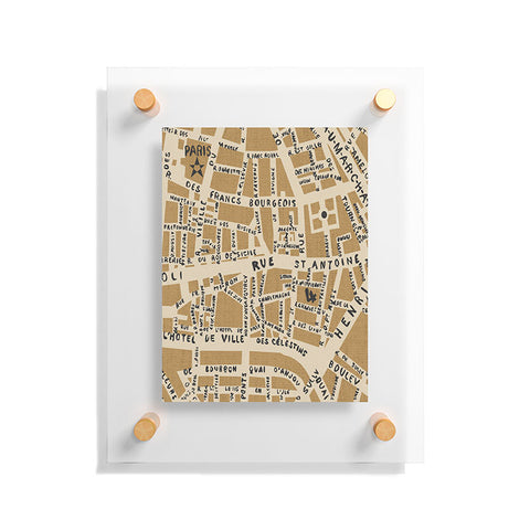 Holli Zollinger PARIS MAP RUSTIC Floating Acrylic Print