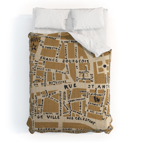 Holli Zollinger PARIS MAP RUSTIC Comforter