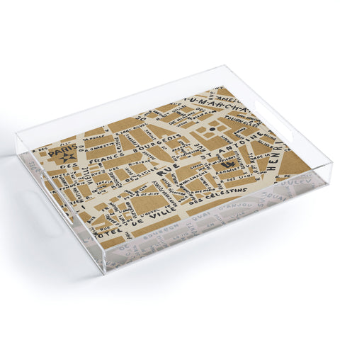 Holli Zollinger PARIS MAP RUSTIC Acrylic Tray