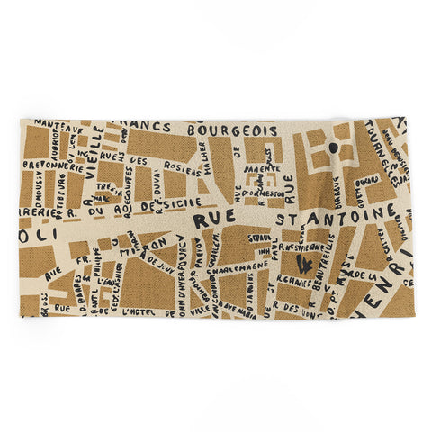 Holli Zollinger PARIS MAP RUSTIC Beach Towel