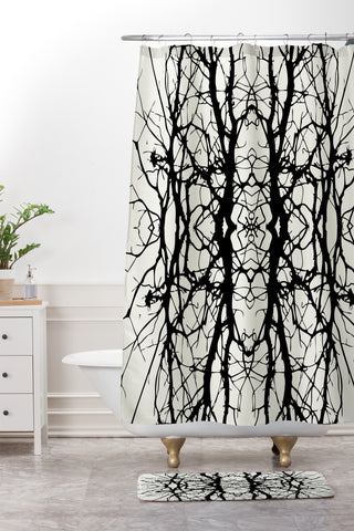 Holli Zollinger Tree Silhouette Black Shower Curtain And Mat