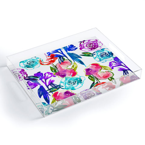 Holly Sharpe Abstract Watercolor Florals Acrylic Tray