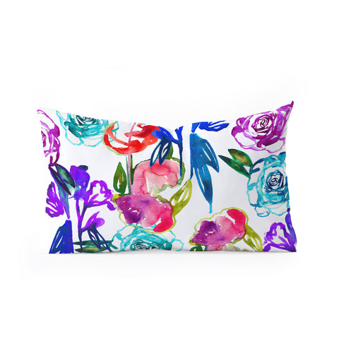 Holly Sharpe Abstract Watercolor Florals Oblong Throw Pillow