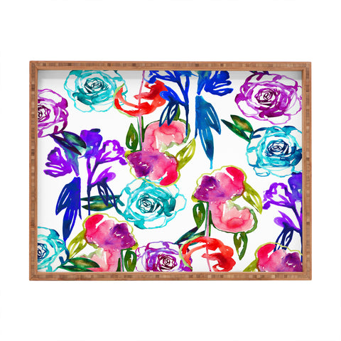 Holly Sharpe Abstract Watercolor Florals Rectangular Tray