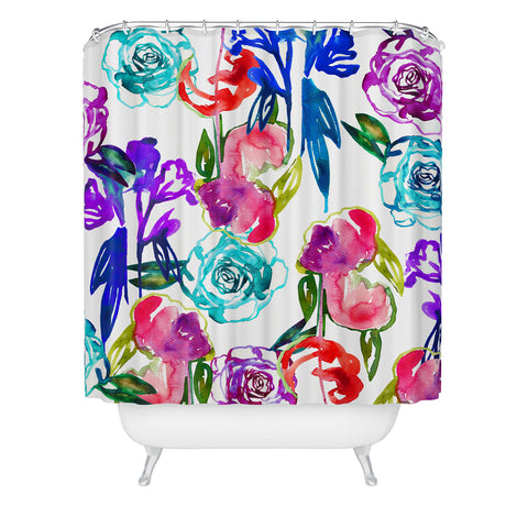 Holly Sharpe Abstract Watercolor Florals Shower Curtain