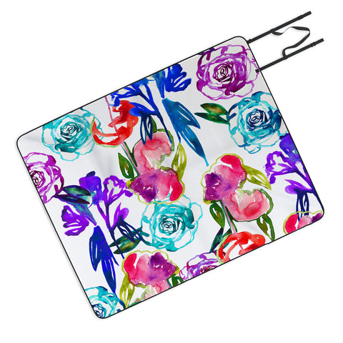 Holly Sharpe Abstract Watercolor Florals Picnic Blanket