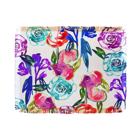 Holly Sharpe Abstract Watercolor Florals Throw Blanket
