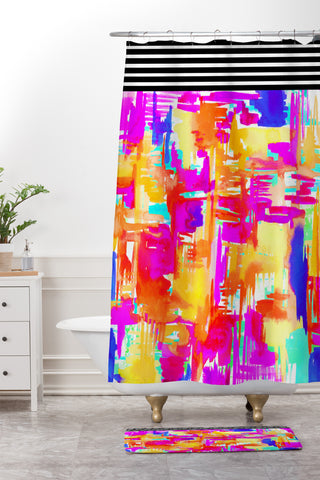 Holly Sharpe Colorful Chaos 1 Shower Curtain And Mat