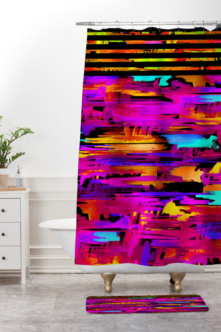 Holly Sharpe Colorful Chaos 2 Shower Curtain And Mat