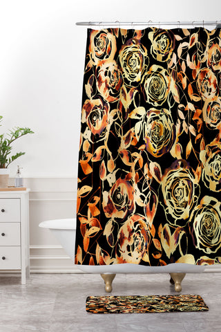 Holly Sharpe Golden Roses Shower Curtain And Mat