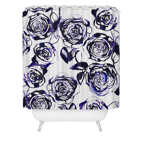 Holly Sharpe Inky Roses Shower Curtain