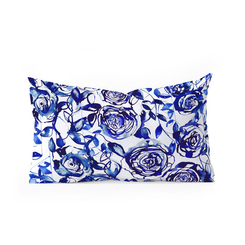 Holly Sharpe Painted Blue Oblong Throw Pillow
