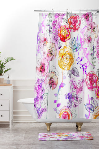 Holly Sharpe Pastel Rose Garden Shower Curtain And Mat
