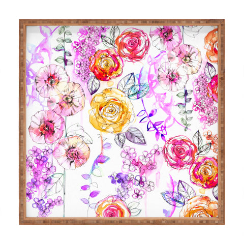 Holly Sharpe Pastel Rose Garden Square Tray