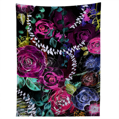 Holly Sharpe Rose Garden at Night Tapestry
