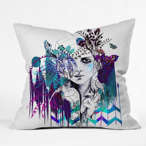 Holly Sharpe Tribal Girl Colourway Outdoor Throw Pillow