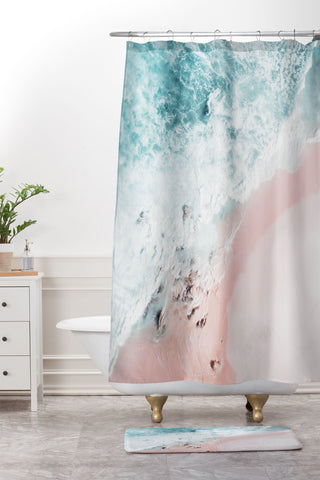 Ingrid Beddoes Aerial Ocean Print Shower Curtain And Mat