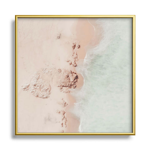 Ingrid Beddoes Beach Pink Champagne Metal Square Framed Art Print