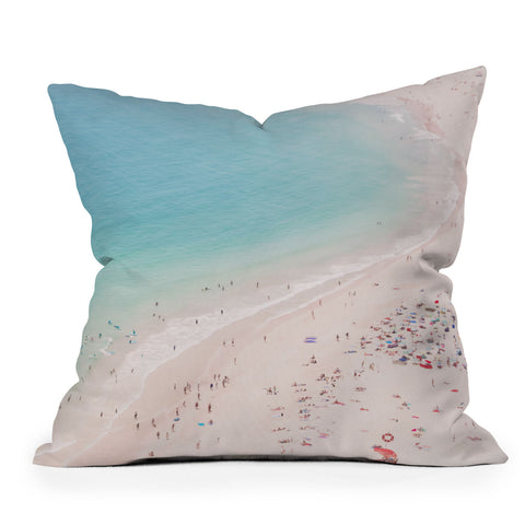 Ingrid Beddoes Beach Turquoise Blue Throw Pillow