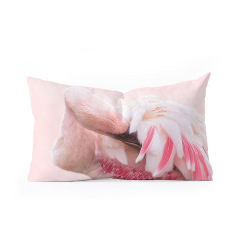 Ingrid Beddoes flamingo love Oblong Throw Pillow