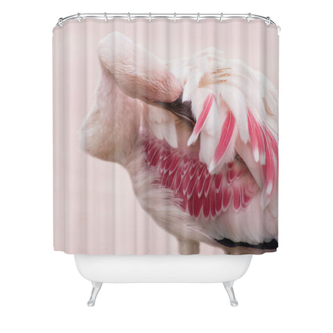 Ingrid Beddoes flamingo love Shower Curtain