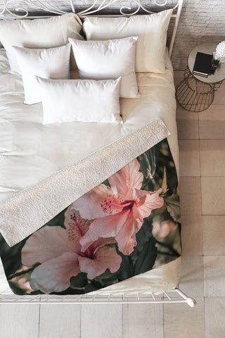 Ingrid Beddoes Hibiscus Flowers Fleece Throw Blanket