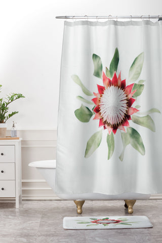 Ingrid Beddoes King Protea flower II Shower Curtain And Mat