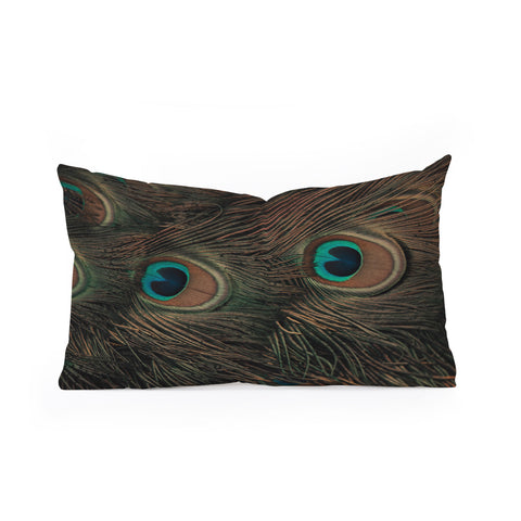 Ingrid Beddoes peacock feathers II Oblong Throw Pillow