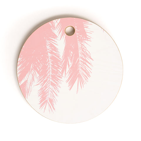 Ingrid Beddoes Pink chiffon palm Cutting Board Round