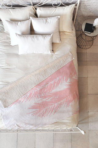 Ingrid Beddoes Pink chiffon palm Fleece Throw Blanket