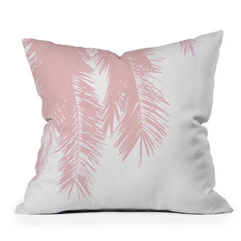 Ingrid Beddoes Pink chiffon palm Throw Pillow