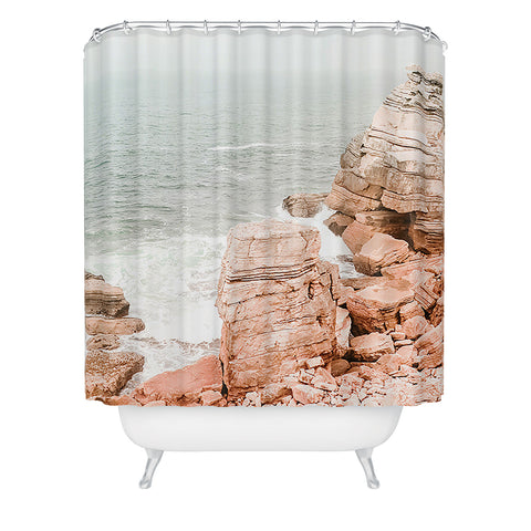Ingrid Beddoes Rocky coastline Shower Curtain