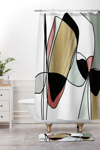 Irena Orlov Abstract Lin Art 10 Shower Curtain And Mat