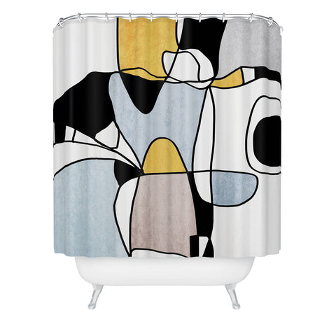 Irena Orlov Abstract Line Art 14 Shower Curtain