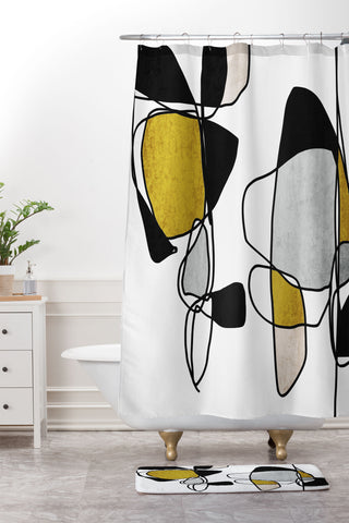 Irena Orlov Abstract Line Art 7 Shower Curtain And Mat
