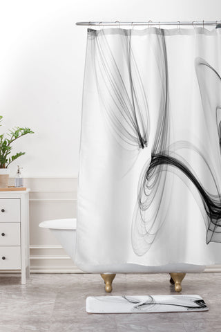 Irena Orlov Black and White Modern Minimal 86 Shower Curtain And Mat