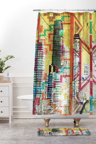 Irena Orlov Colorful Downtown Los Angeles Shower Curtain And Mat