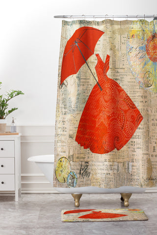 Irena Orlov Lady In Red 1 Shower Curtain And Mat