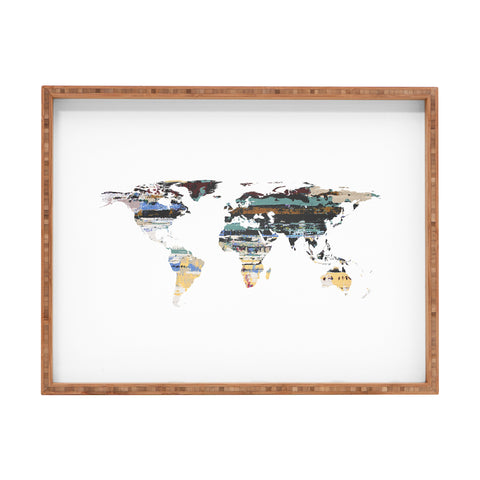 Irena Orlov Painted World Map I Rectangular Tray