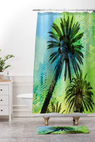 Irena Orlov Two Palm Trees Shower Curtain And Mat
