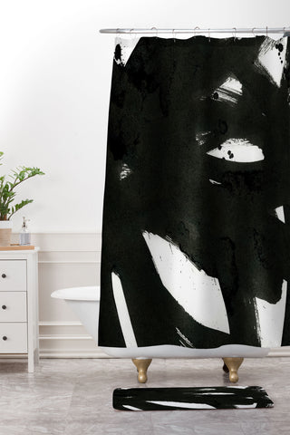 Iris Lehnhardt black on white 1 Shower Curtain And Mat