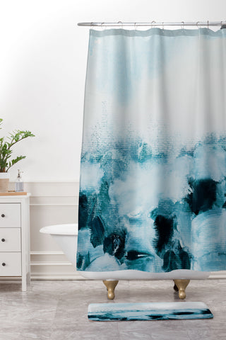 Iris Lehnhardt blue landscape Shower Curtain And Mat