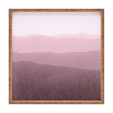 Iris Lehnhardt gradient landscape soft pink Square Tray