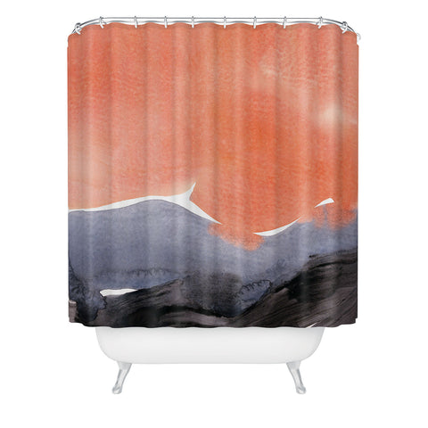 Iris Lehnhardt orange blue graphite Shower Curtain