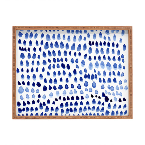 Iris Lehnhardt painted dots blue Rectangular Tray